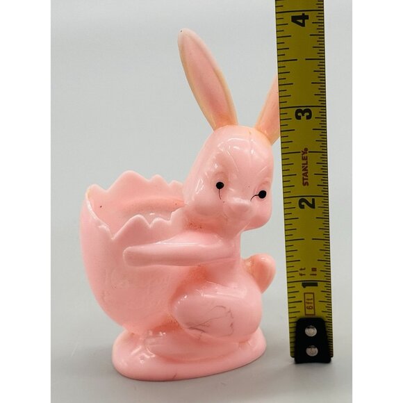 Rosbro Bunny Rabbit Happy Easter Egg Candy Container Toy Pink Plastic Vintage - Picture 8 of 8